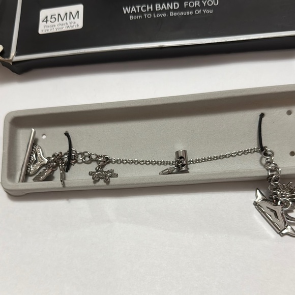 iWatch 45MM Charm Bracelet watch band with bedazzled watch face protector. - Picture 2 of 4